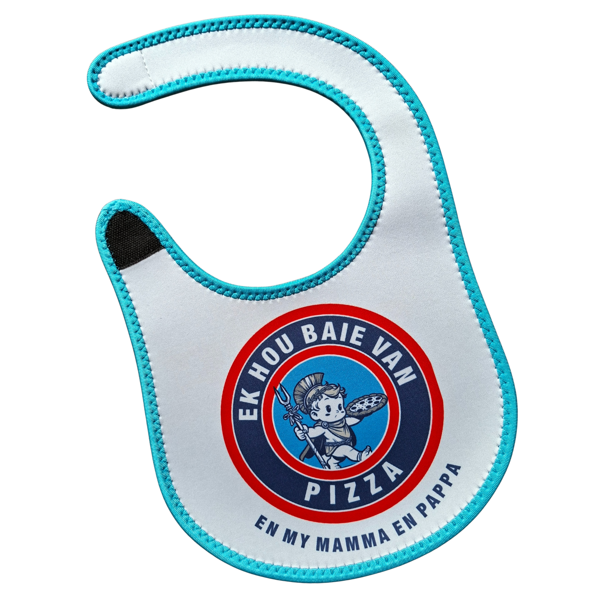 Ek hou baie van Pizza - Neoprene Baby Bib