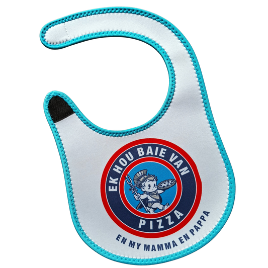 Ek hou baie van Pizza - Neoprene Baby Bib