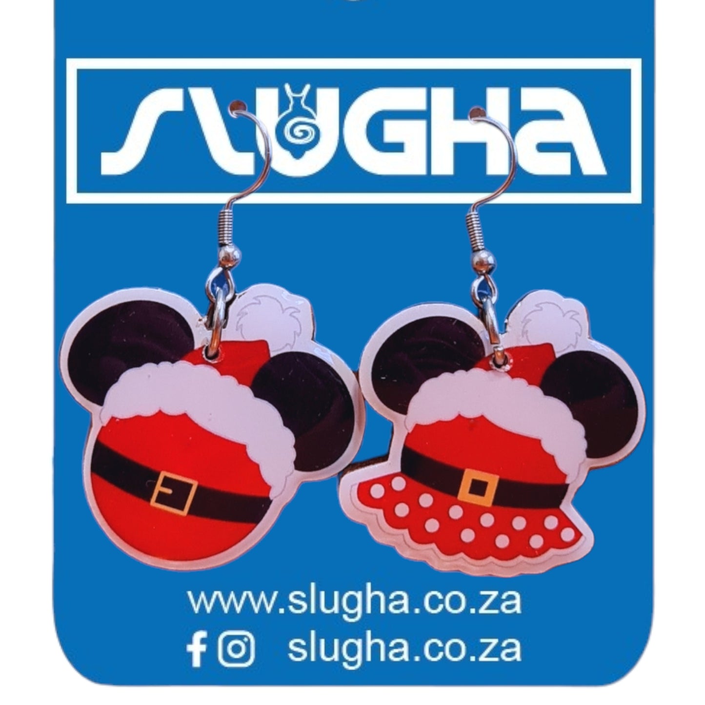 Mickey And Minnie Christmas Dangly Earrings